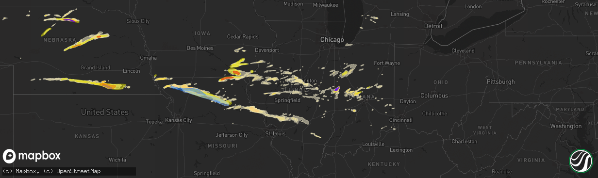 Hail map in Illinois on May 6, 2023