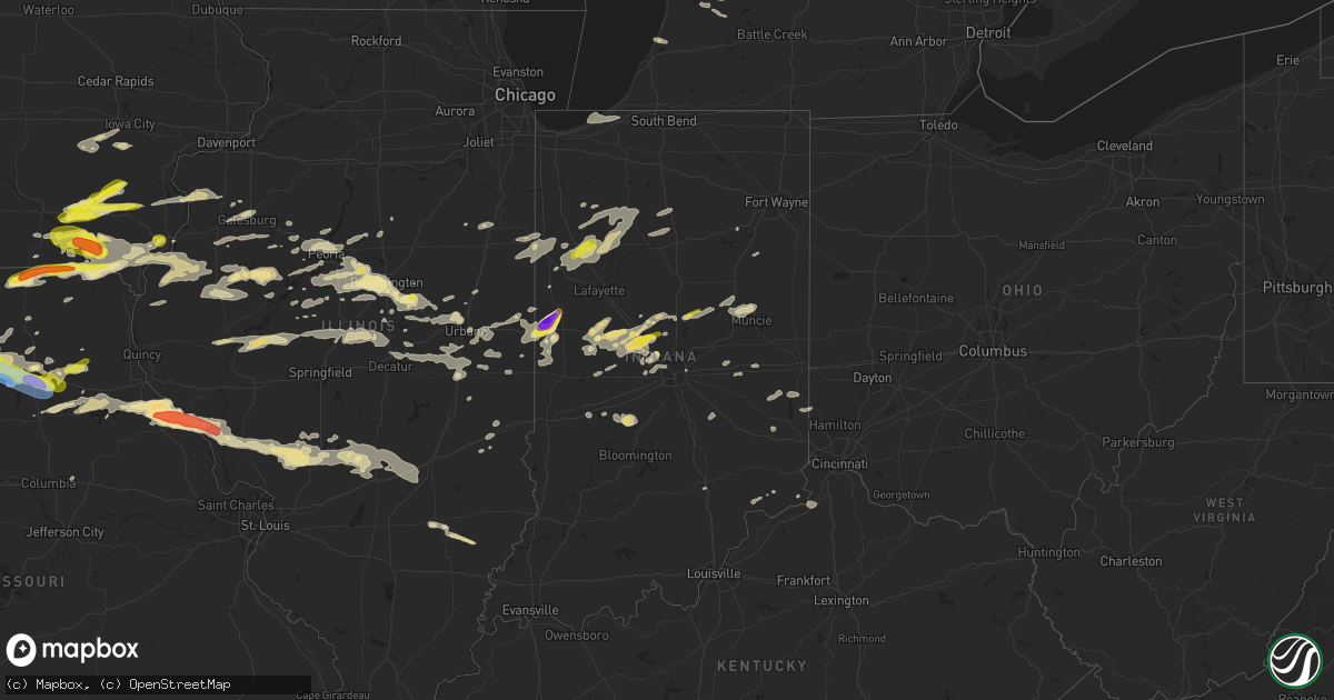 Hail map in Indiana on May 6, 2023