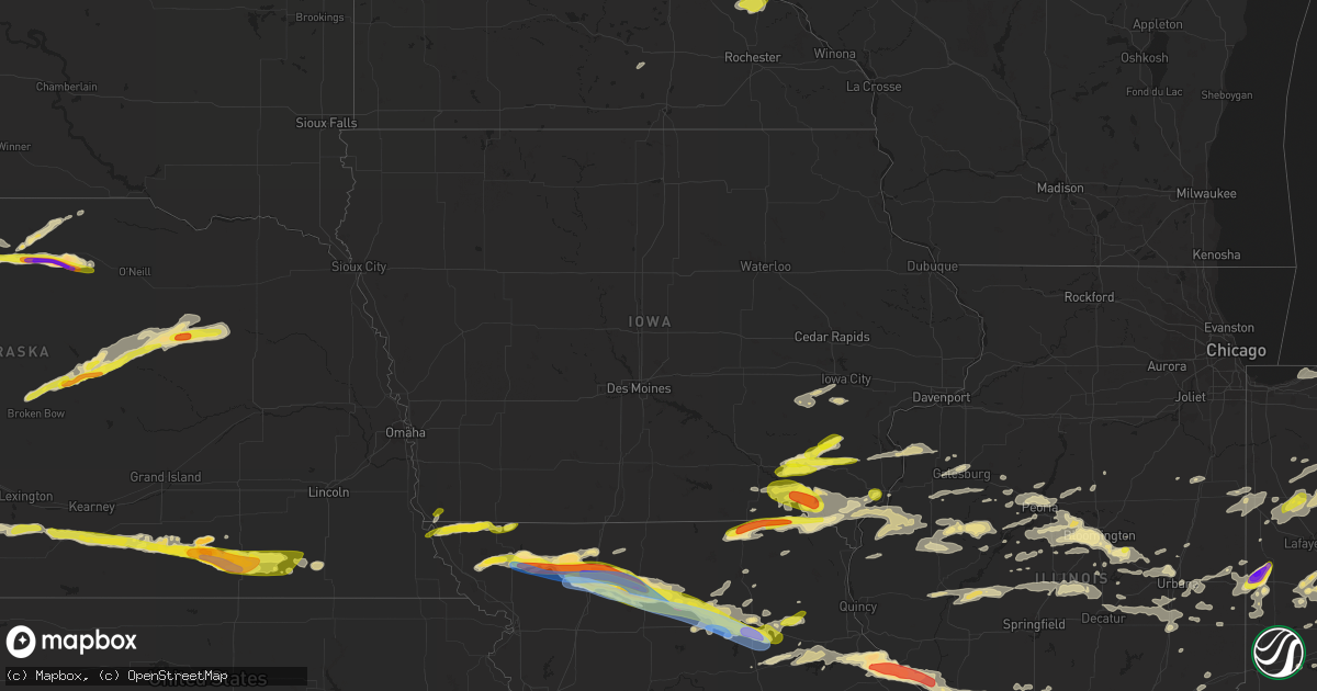 Hail map in Iowa on May 6, 2023