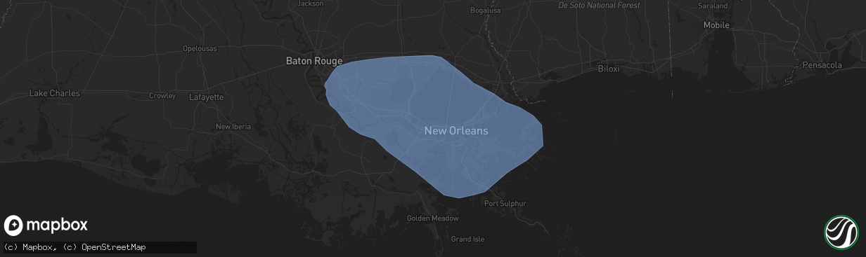 Hail map in Kenner, LA on May 6, 2023