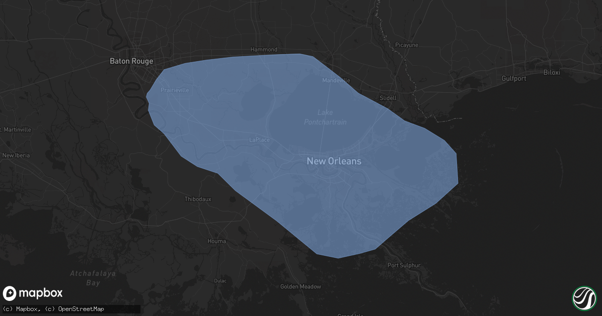 Hail map in Kenner, LA on May 6, 2023
