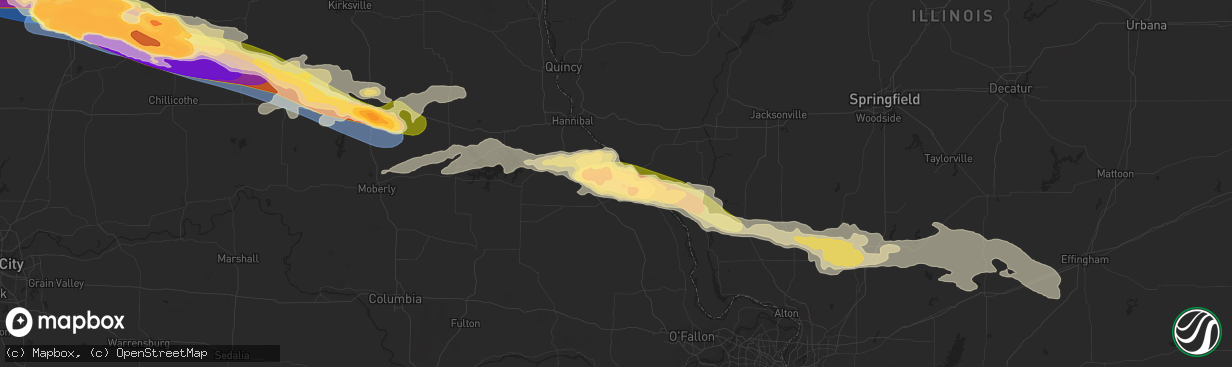 Hail map in Louisiana, MO on May 6, 2023