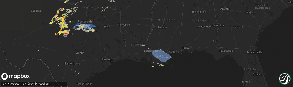 Hail map in Louisiana on May 6, 2023