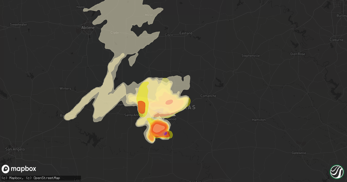 Hail map in May, TX on May 6, 2023
