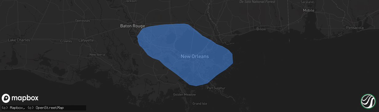 Hail map in Metairie, LA on May 6, 2023