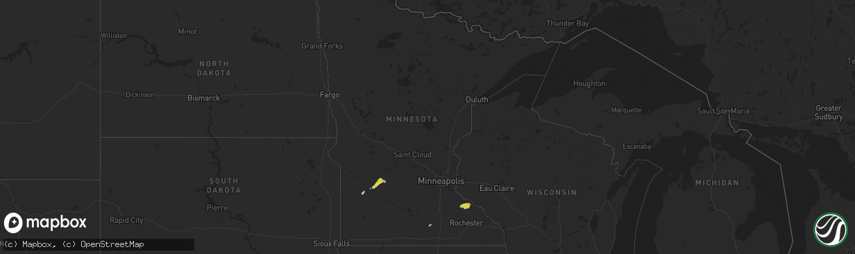 Hail map in Minnesota on May 6, 2023