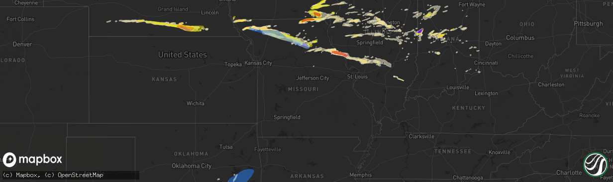 Hail map in Missouri on May 6, 2023