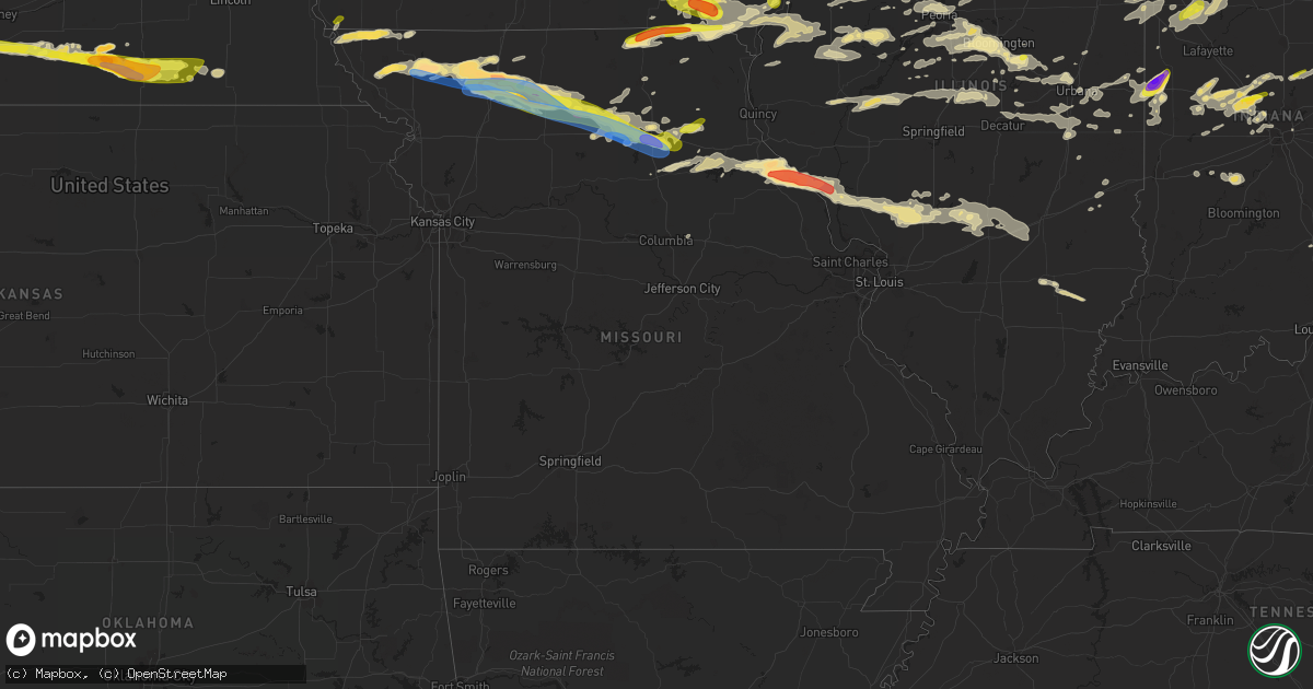 Hail map in Missouri on May 6, 2023