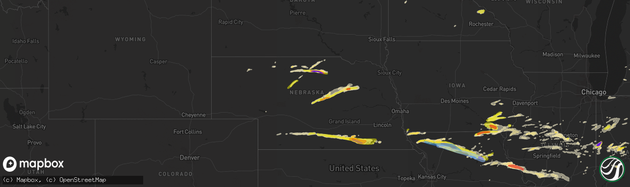 Hail map in Nebraska on May 6, 2023