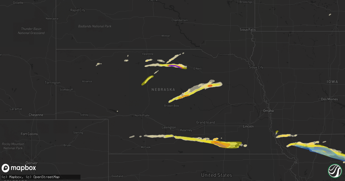 Hail map in Nebraska on May 6, 2023