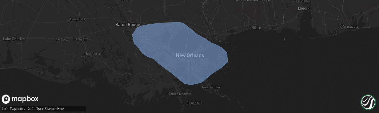 Hail map in New Orleans, LA on May 6, 2023