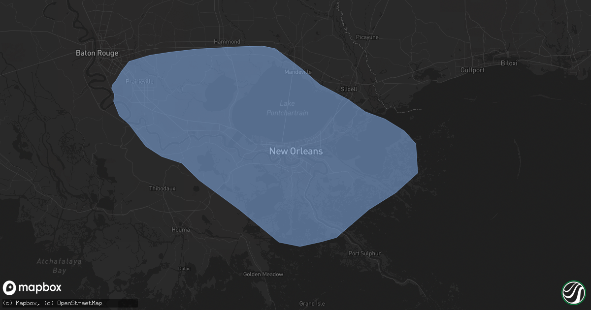 Hail map in New Orleans, LA on May 6, 2023