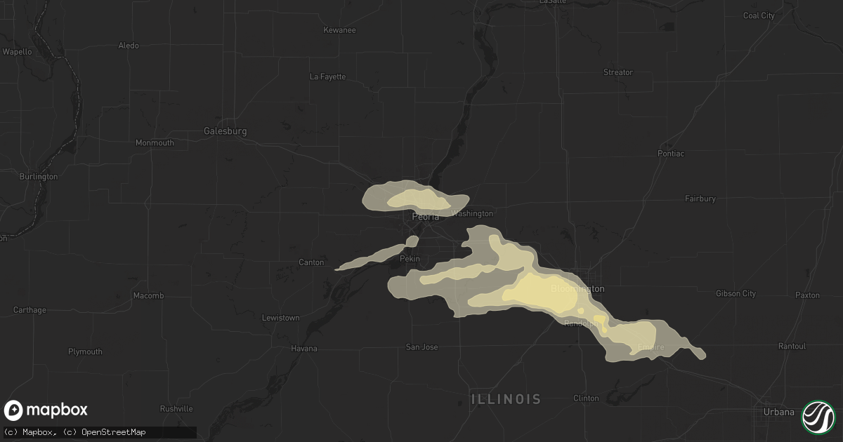 Hail map in Peoria, IL on May 6, 2023