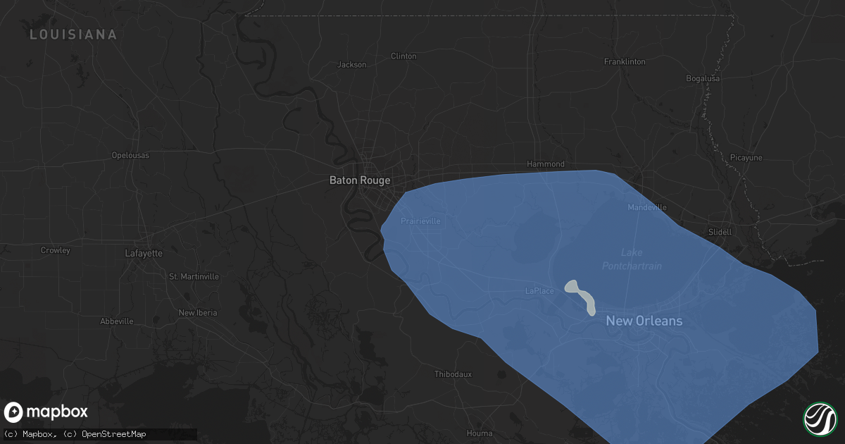 Hail map in Prairieville, LA on May 6, 2023