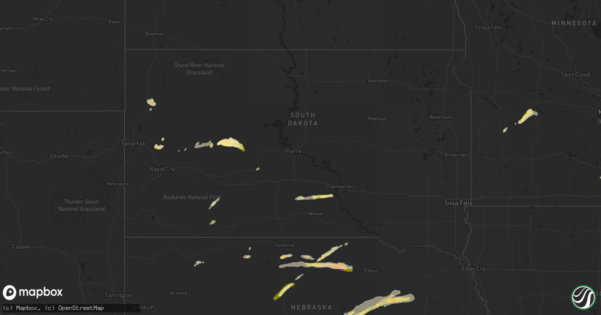 Hail map in South Dakota on May 6, 2023