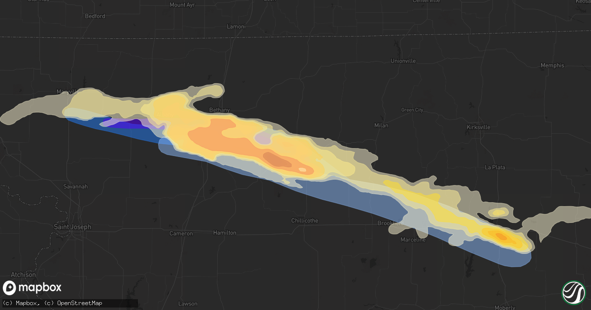 Hail map in Trenton, MO on May 6, 2023
