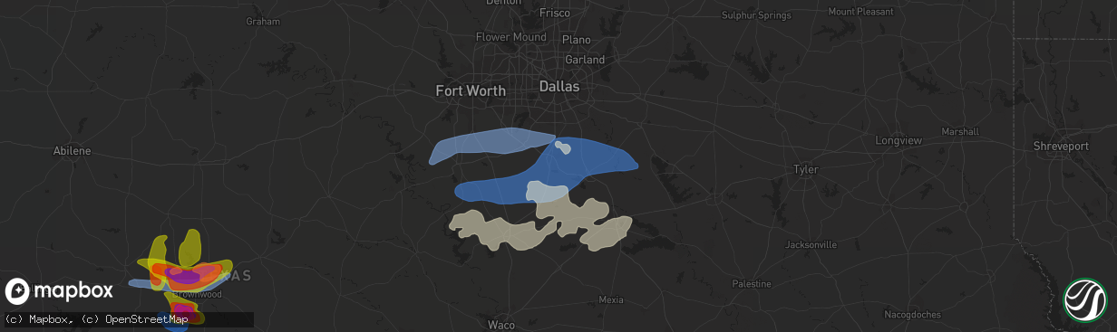 Hail map in Waxahachie, TX on May 6, 2023