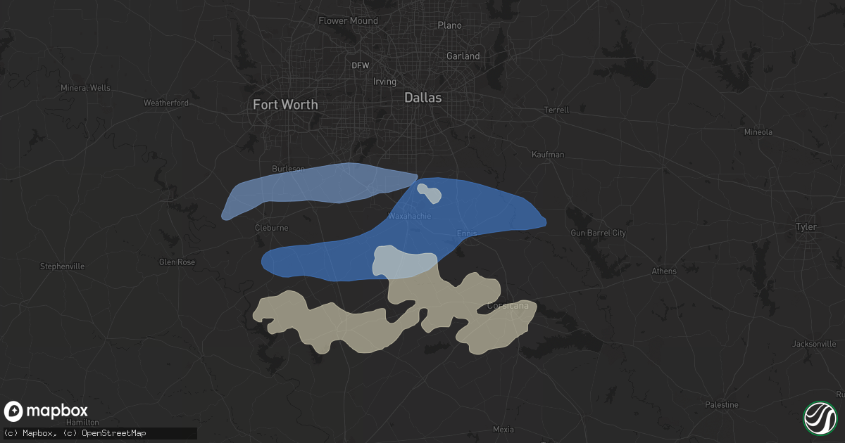 Hail map in Waxahachie, TX on May 6, 2023
