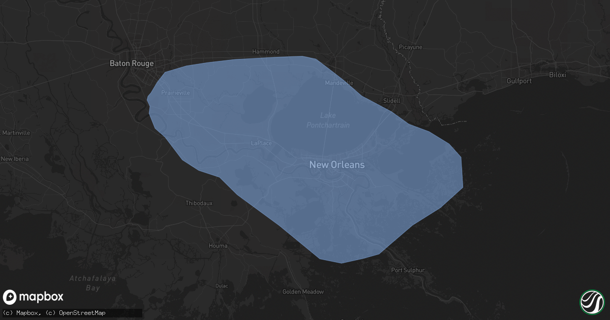 Hail map in Westwego, LA on May 6, 2023