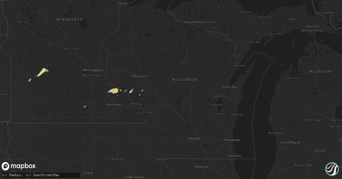 Hail map in Wisconsin on May 6, 2023