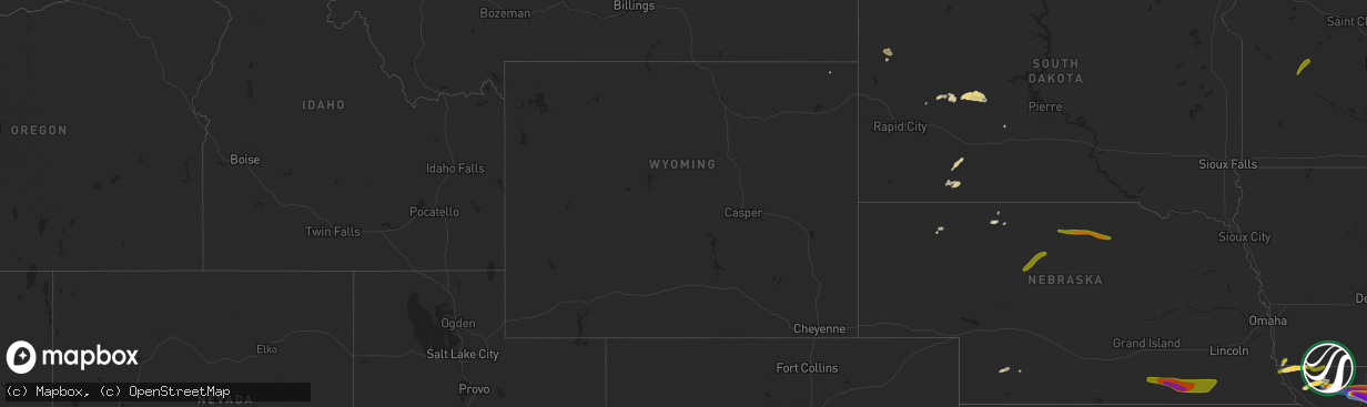 Hail map in Wyoming on May 6, 2023