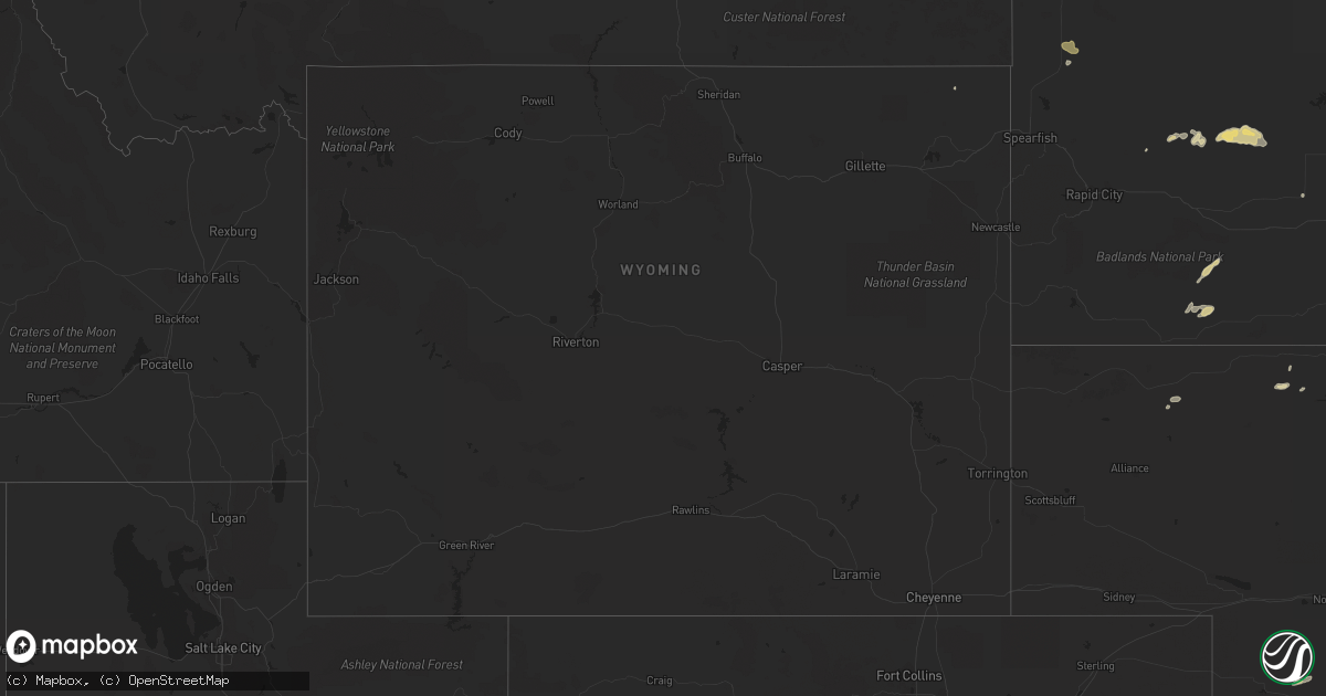 Hail map in Wyoming on May 6, 2023