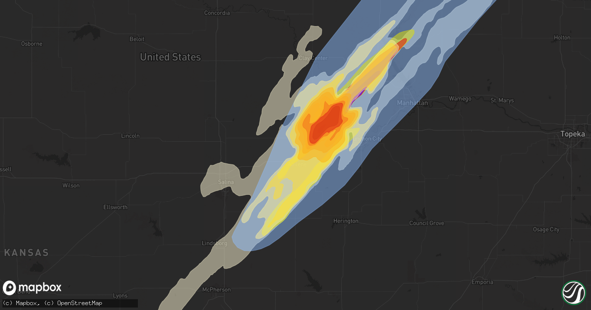 Hail map in Abilene, KS on May 6, 2024