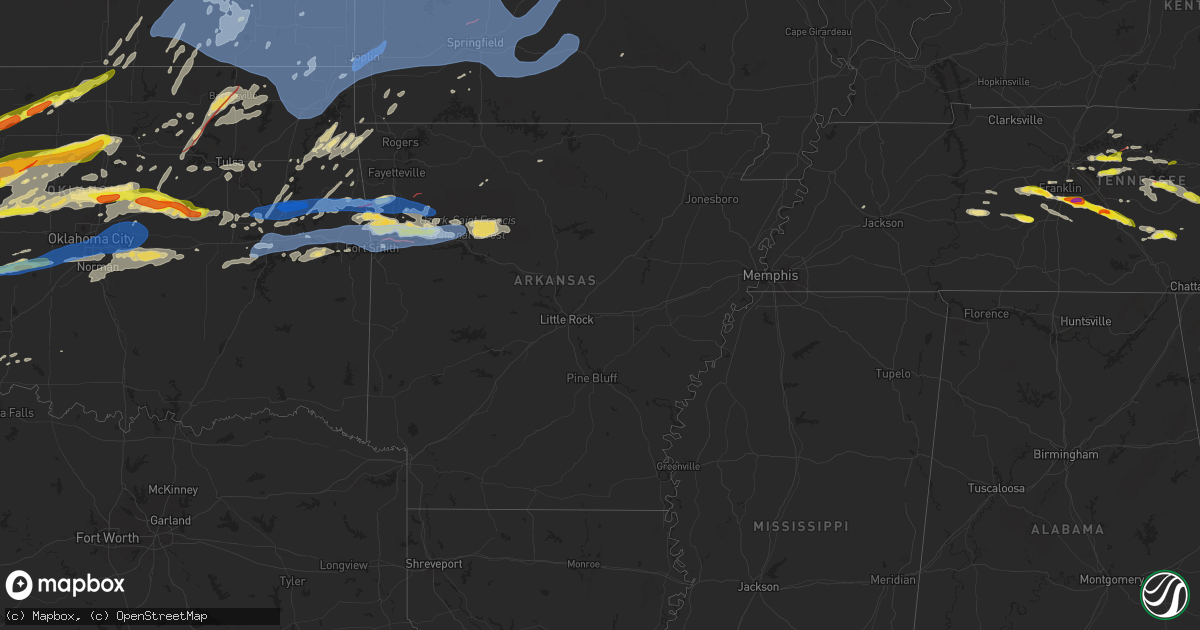 Hail map in Arkansas on May 6, 2024