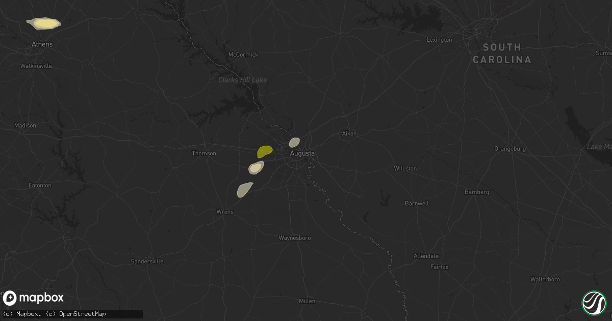 Hail map in Augusta, GA on May 6, 2024