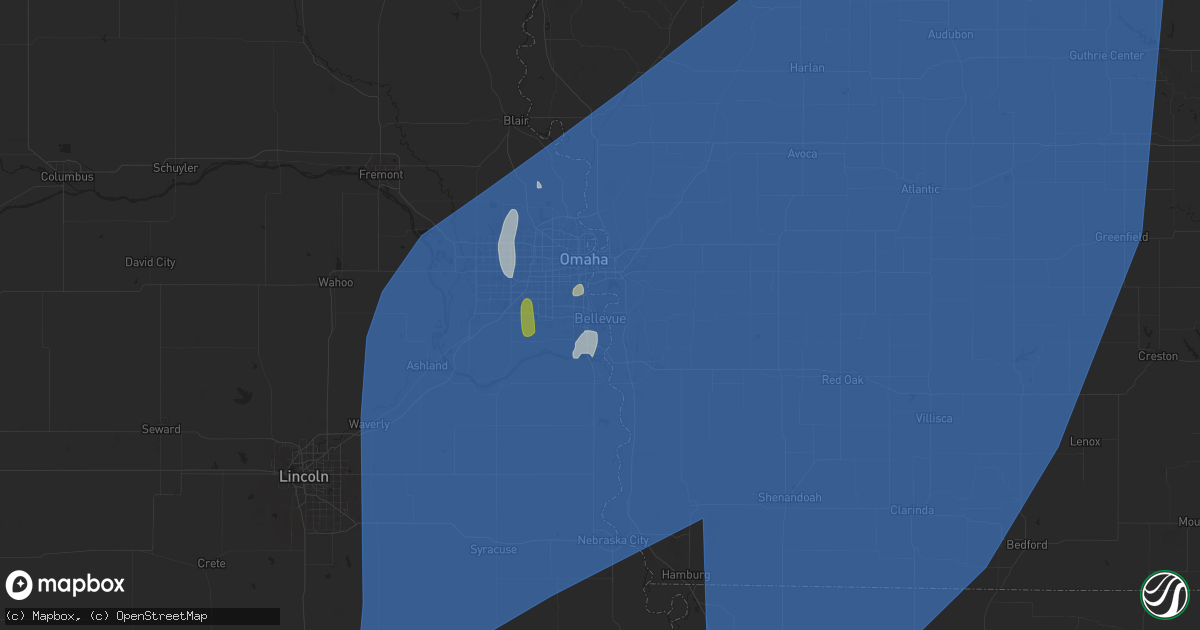 Hail map in Bellevue, NE on May 6, 2024