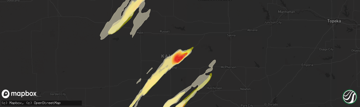 Hail map in Claflin, KS on May 6, 2024