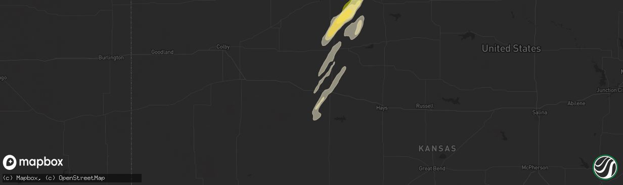 Hail map in Collyer, KS on May 6, 2024