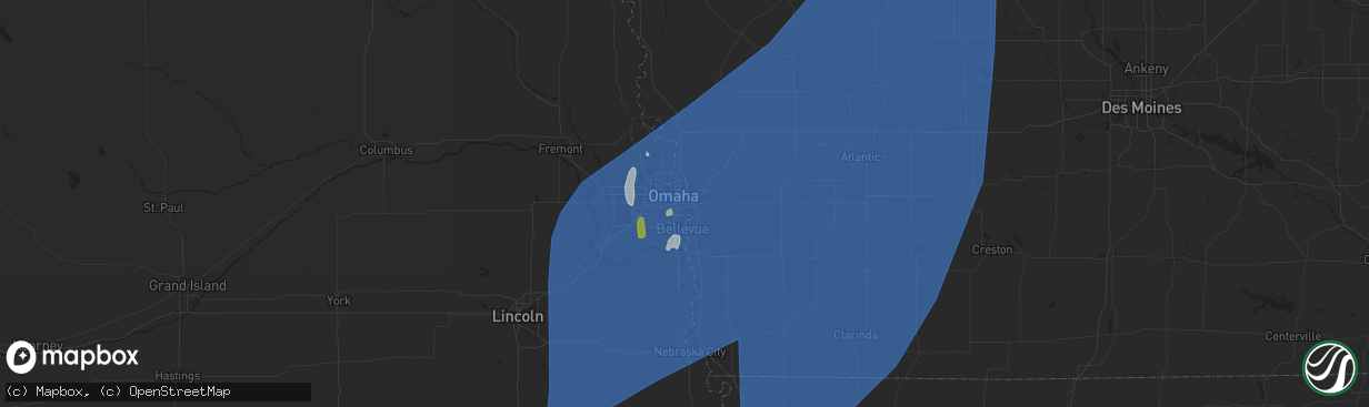 Hail map in Council Bluffs, IA on May 6, 2024