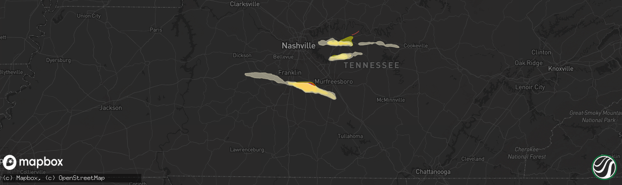 Hail map in Eagleville, TN on May 6, 2024