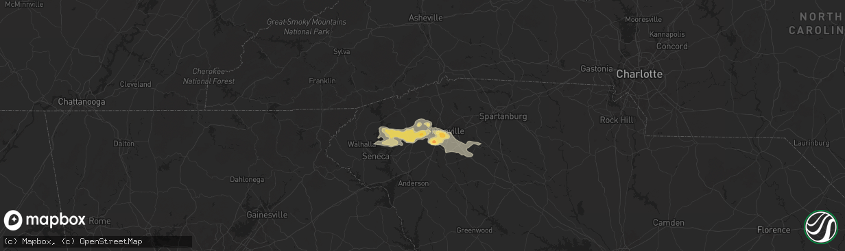 Hail map in Easley, SC on May 6, 2024