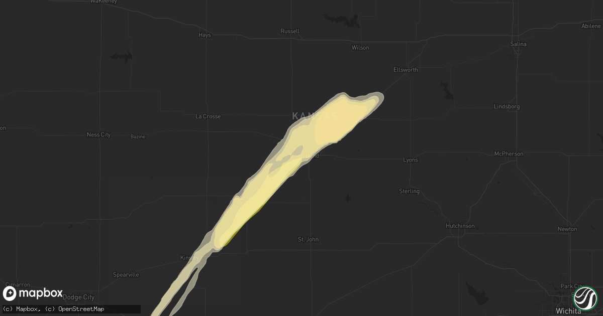 Hail map in Great Bend, KS on May 6, 2024
