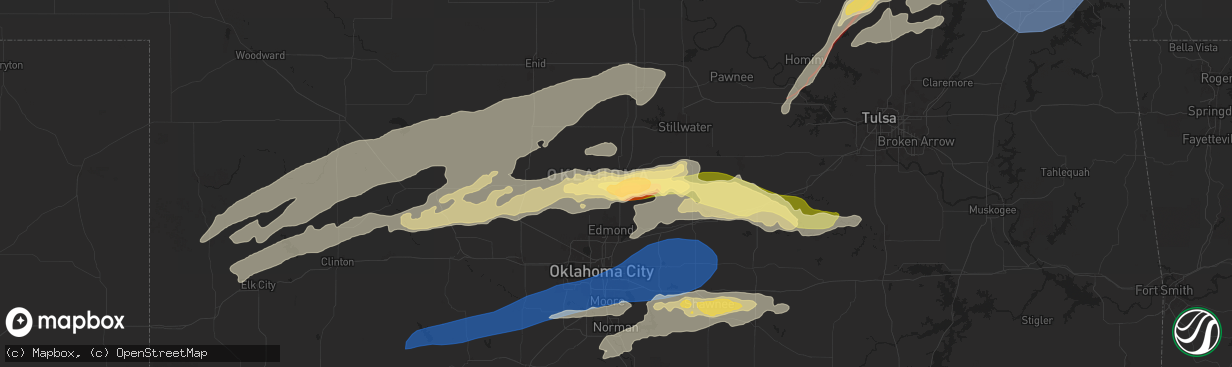 Hail map in Guthrie, OK on May 6, 2024