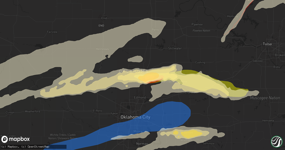 Hail map in Guthrie, OK on May 6, 2024