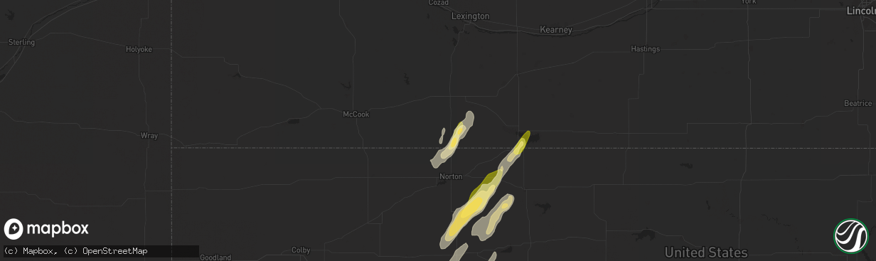 Hail map in Hendley, NE on May 6, 2024