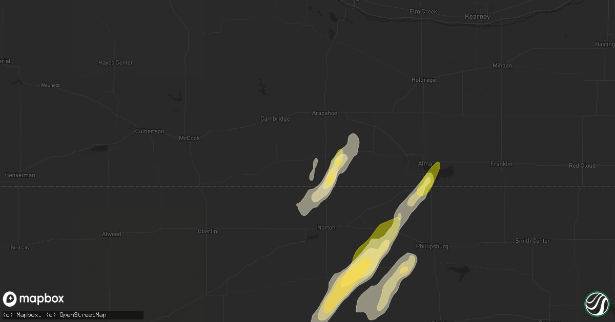 Hail map in Hendley, NE on May 6, 2024
