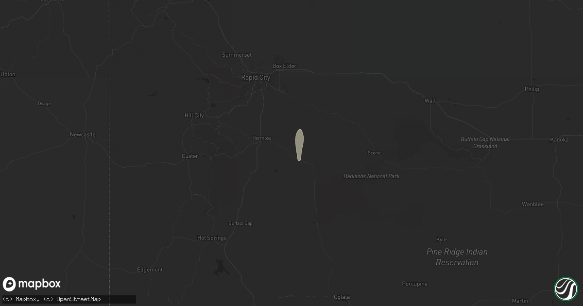 Hail map in Hermosa, SD on May 6, 2024