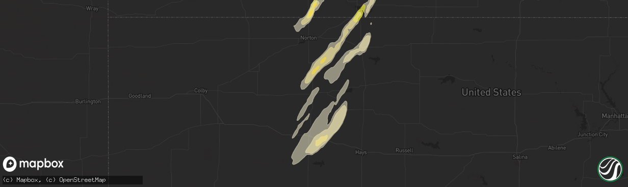 Hail map in Hill City, KS on May 6, 2024