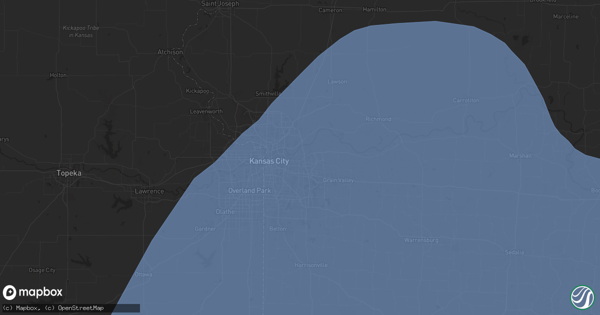 Hail map in Independence, MO on May 6, 2024