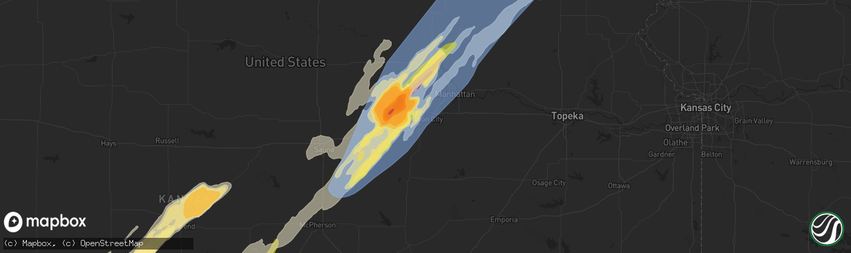 Hail map in Junction City, KS on May 6, 2024