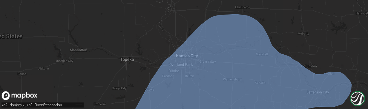 Hail map in Kansas City, KS on May 6, 2024