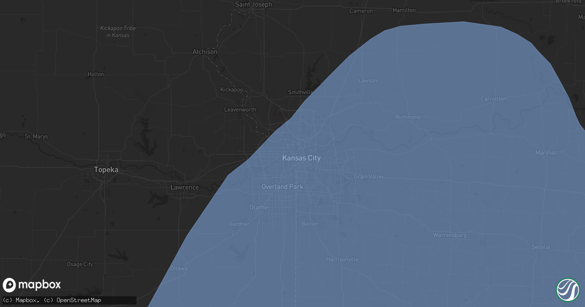 Hail map in Kansas City, KS on May 6, 2024
