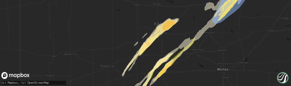 Hail map in Larned, KS on May 6, 2024