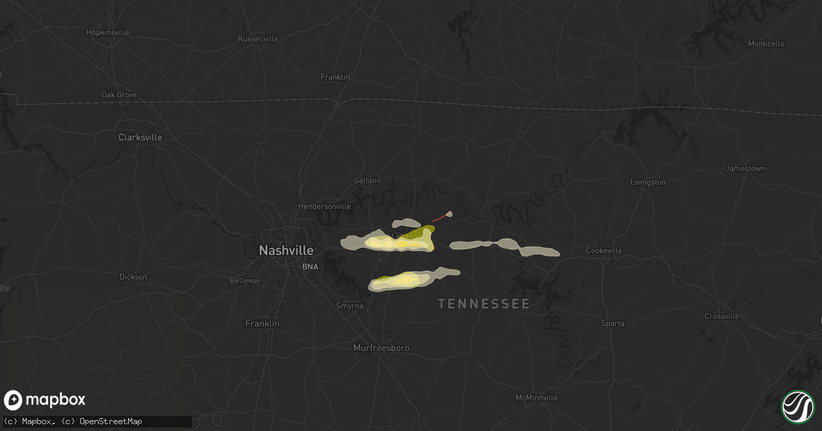 Hail map in Lebanon, TN on May 6, 2024