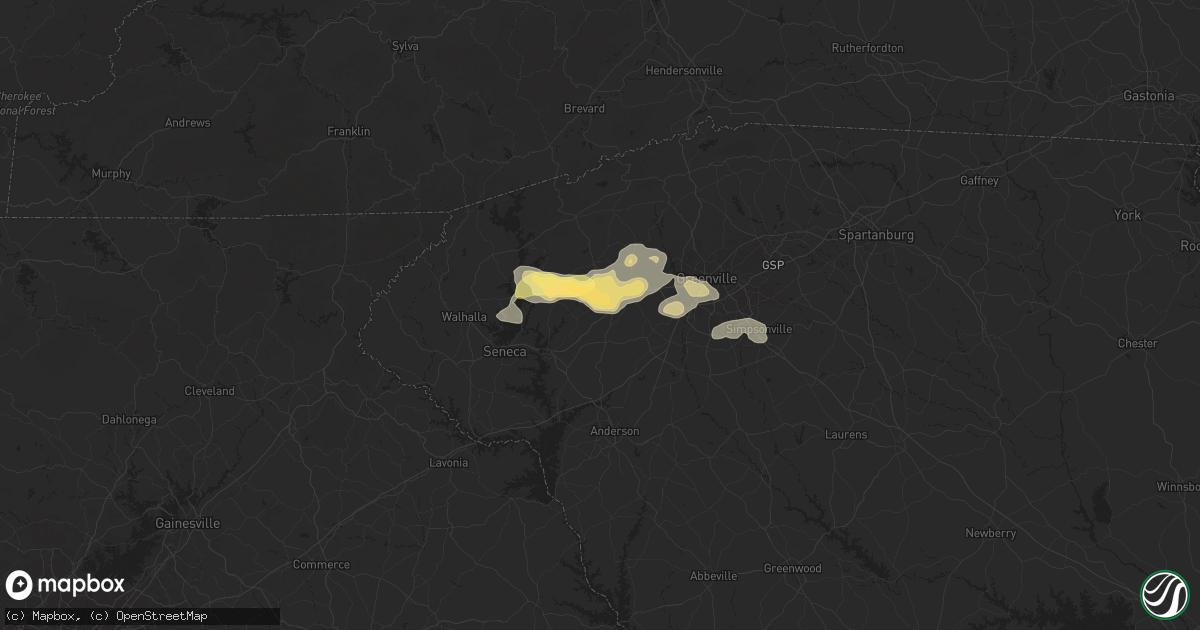 Hail map in Liberty, SC on May 6, 2024