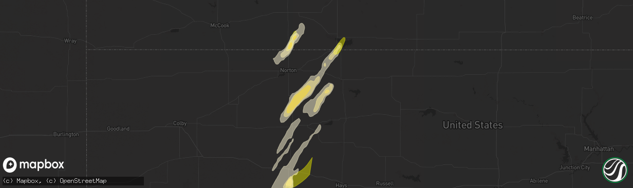 Hail map in Logan, KS on May 6, 2024
